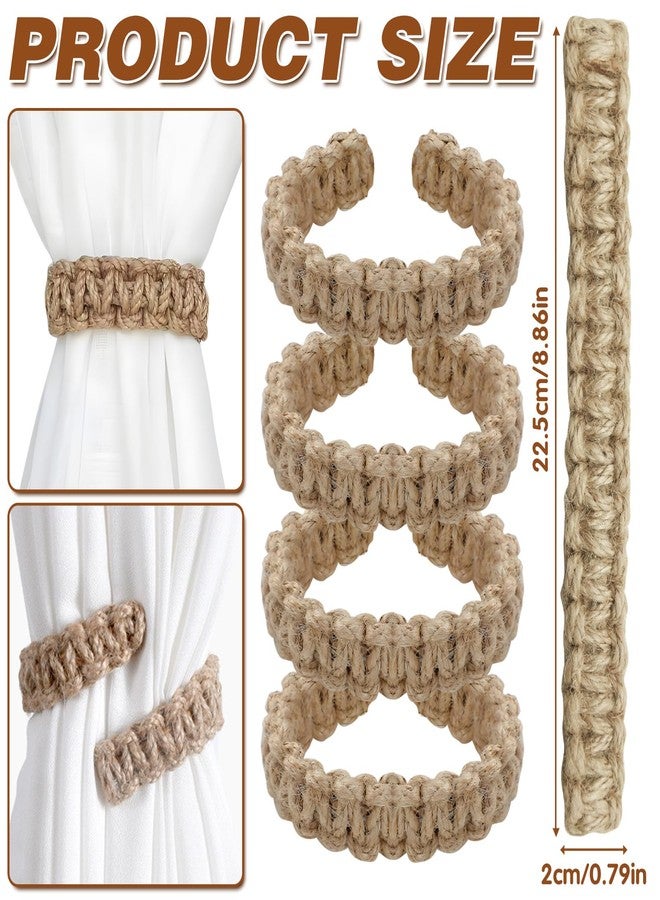 CYUXING 4Pcs Bohemian Braided Curtain Hooks, Exquisite & Compact Home Goods, Elegant Rustic Curtain Accessories Suitable for The Pursuit of Natural & Simple Decoration Style, Holdbacks Tie Backs - Image 2